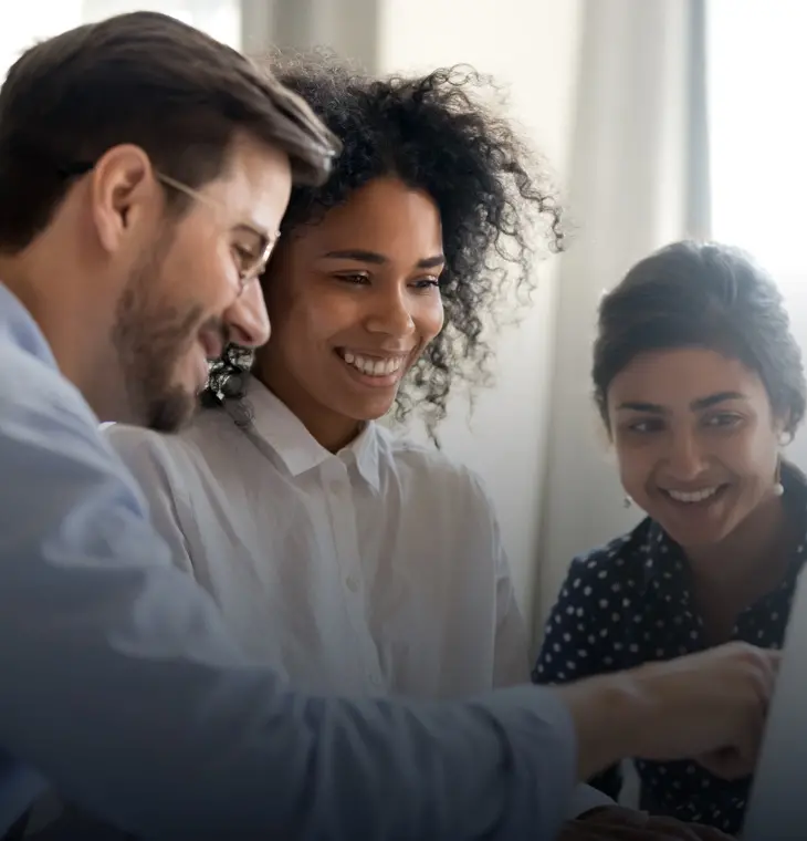 three colleagues discussing account payables and receivables