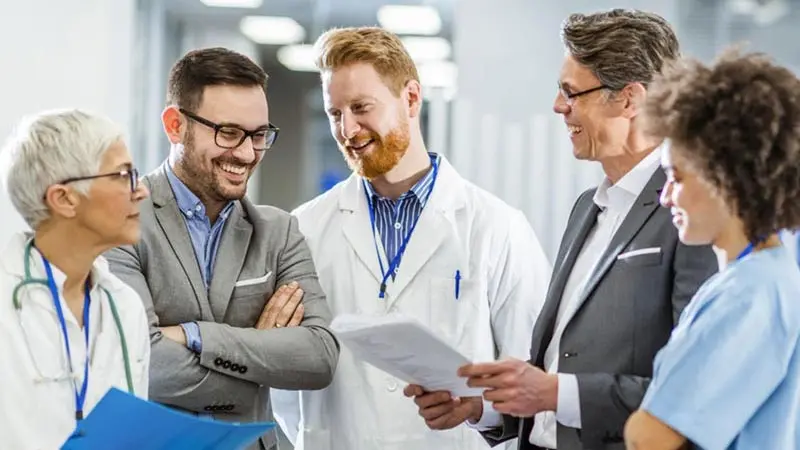 Professionals talking