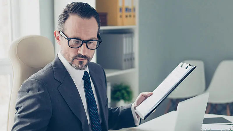 Businessman reviewing data