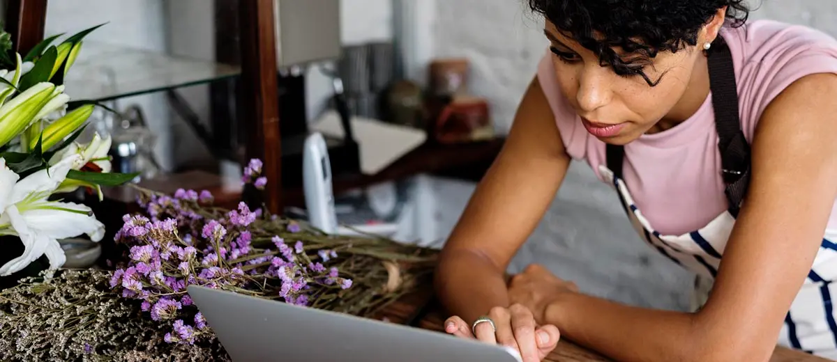 Business woman in flower shop