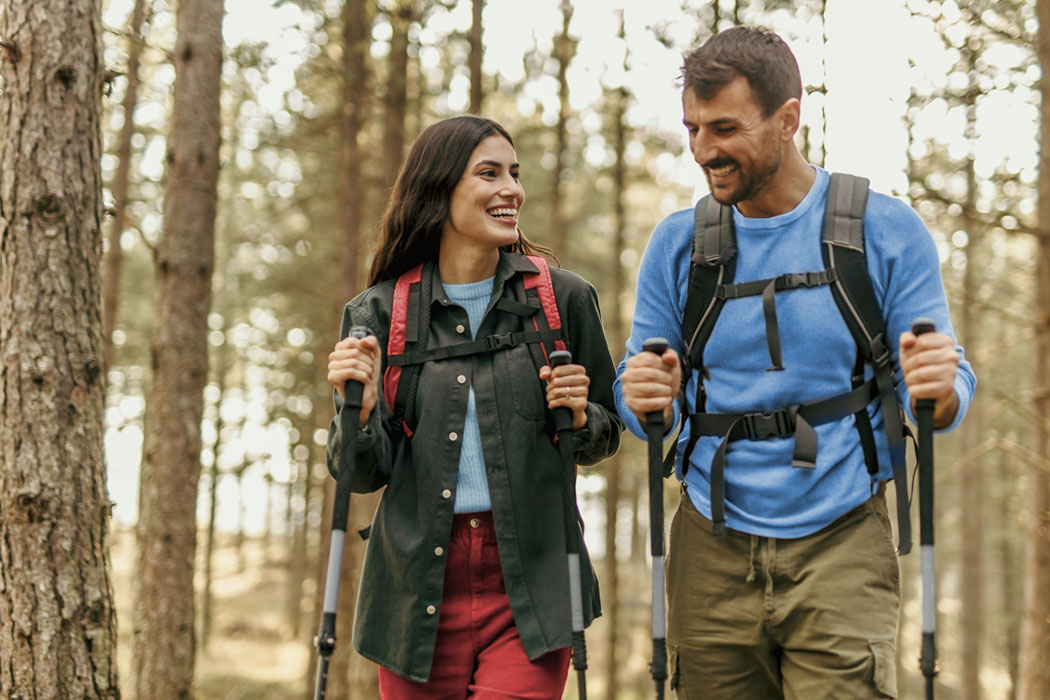 Couple hiking in the woods