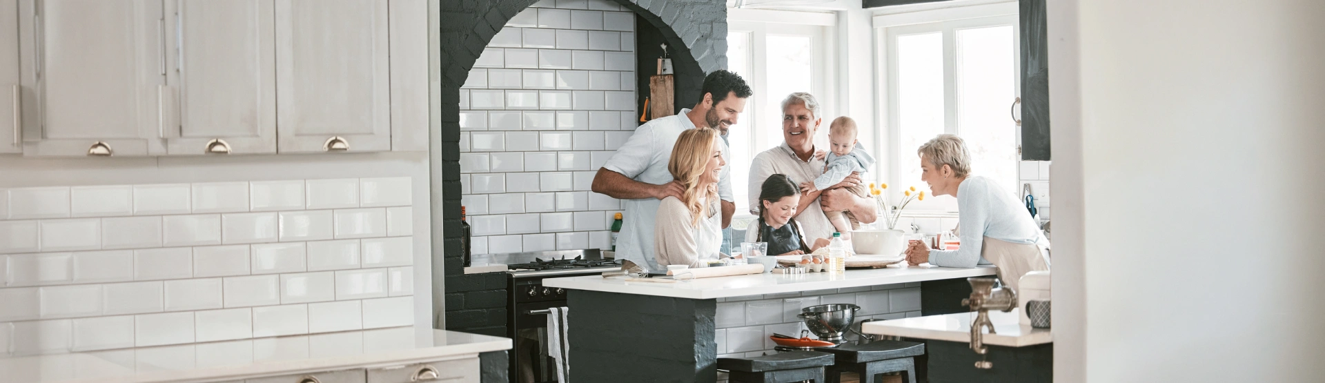 photo big family cooking in home kitchen