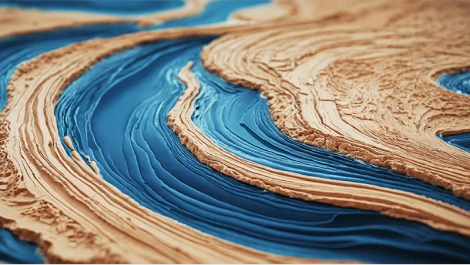 A desert step with sand and shadows