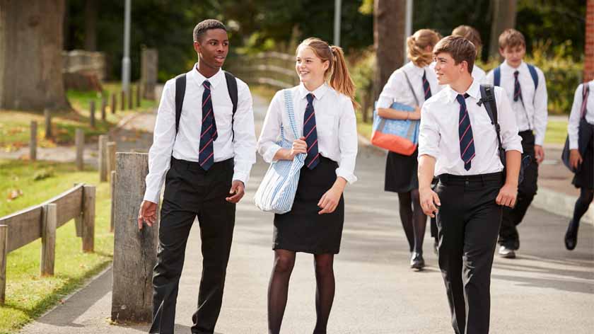trio of private school students after class
