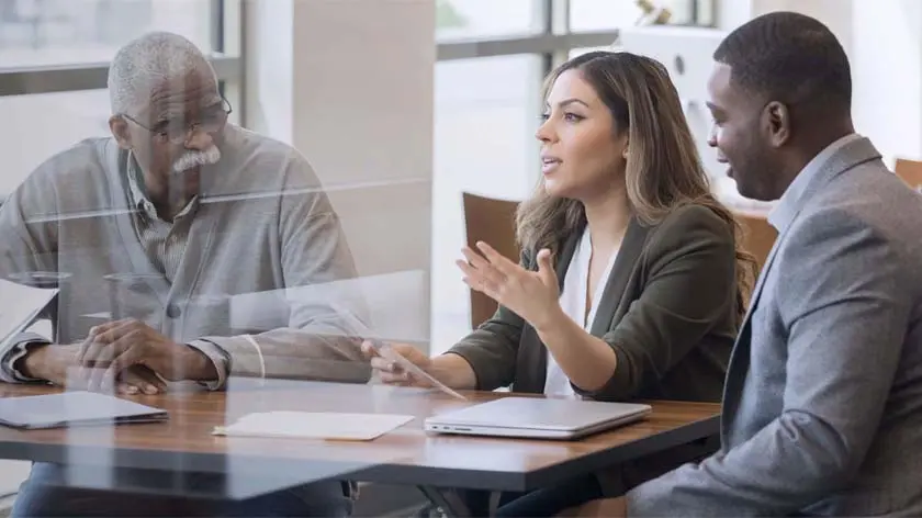 wealth team meeting with clients