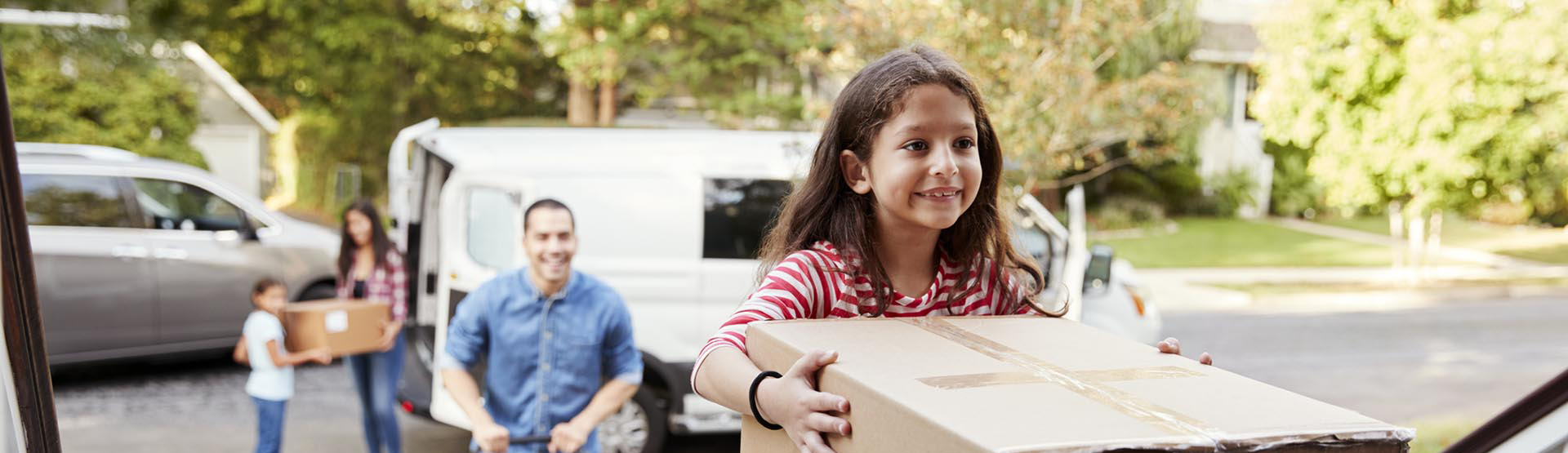 a family moving into their new home