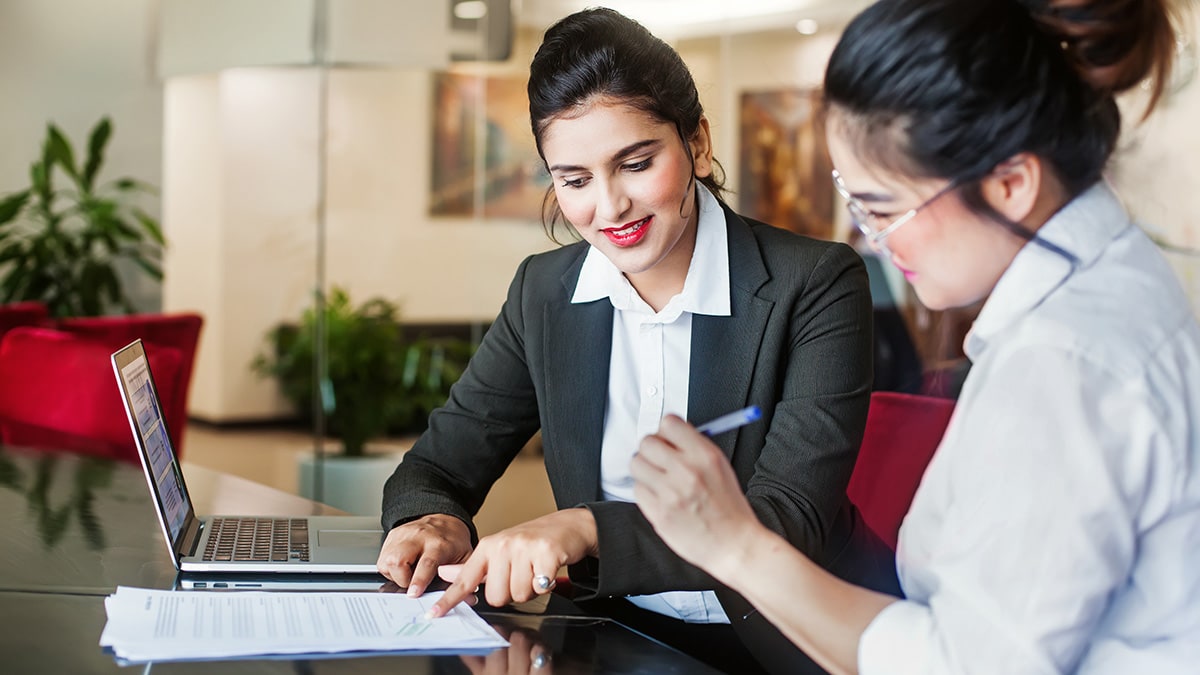 Banker meeting with a female client