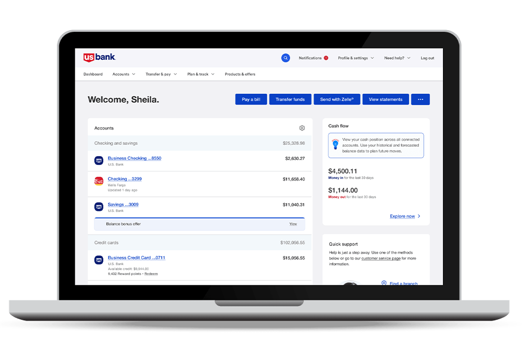 online banking dashboard