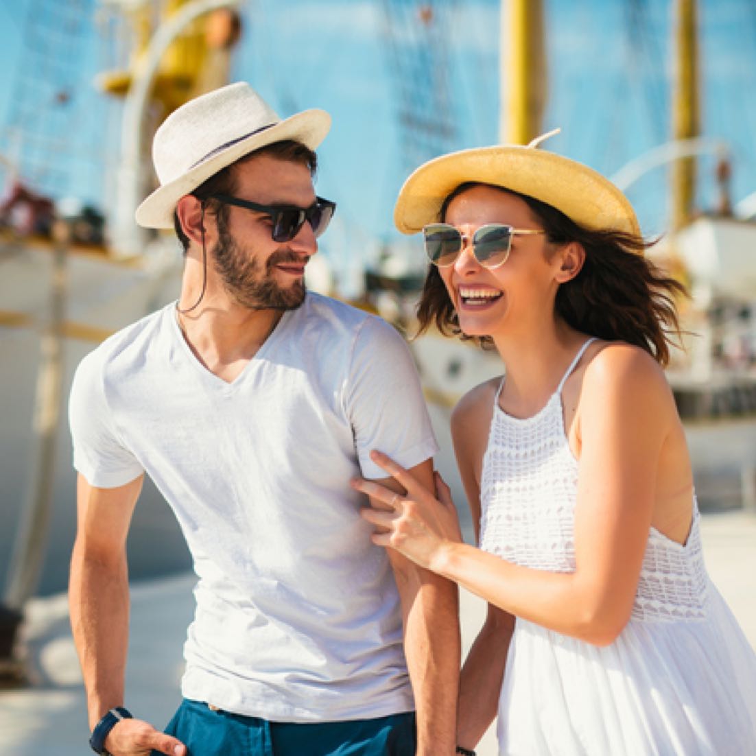 Man and woman outdoors in summer