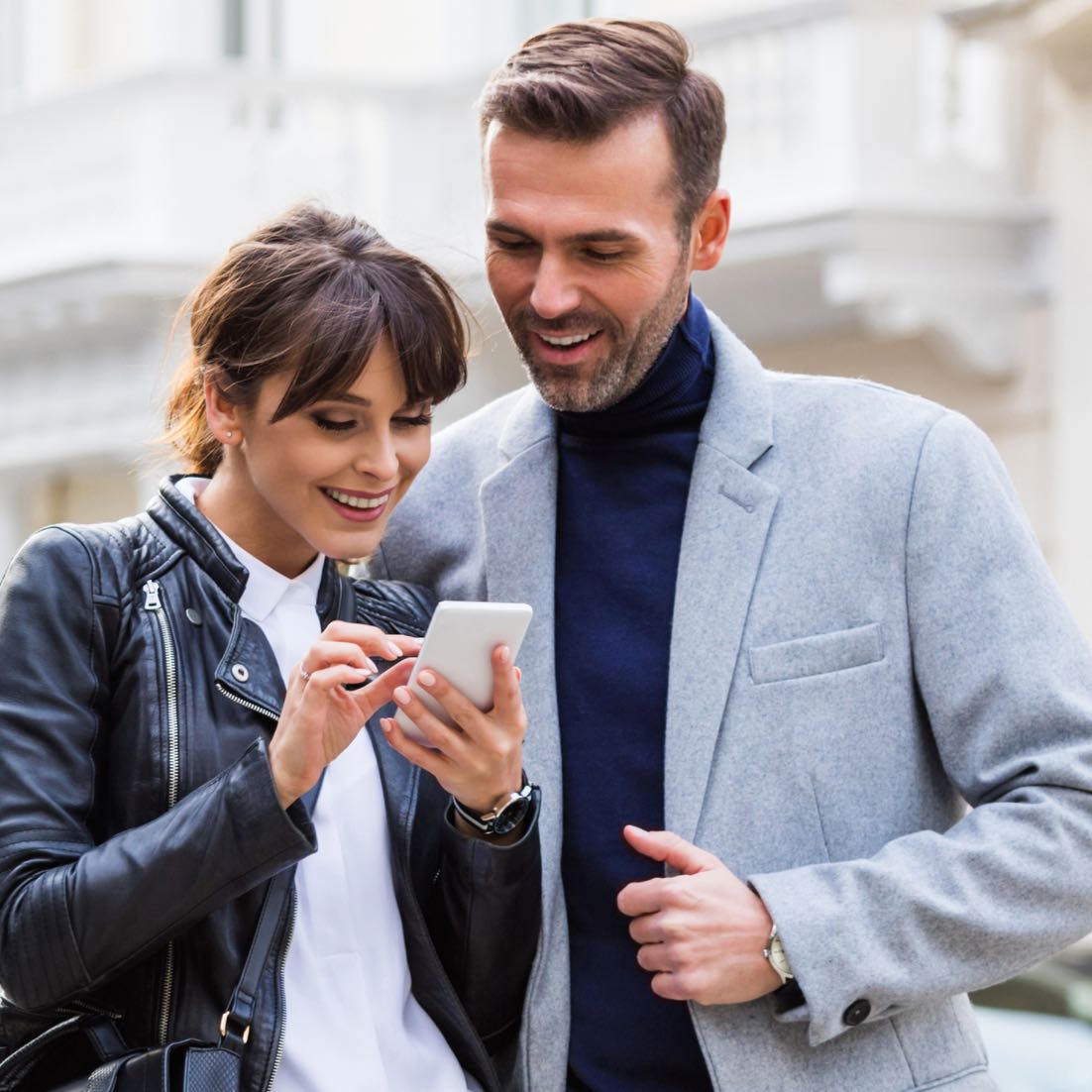 Young couple with mobile phone